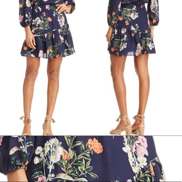 Parker “Clarisse” Floral 100% Silk Mini Dress with One Shoulder Size Small - Picture 3 of 7